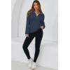 imageDokotoo Sweatshirt for Women Long Sleeve V Neck Color Block Oversized Casual Pullover Sweatshirts TopsBlue