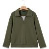 imageDokotoo Sweatshirt for Women Long Sleeve V Neck Color Block Oversized Casual Pullover Sweatshirts TopsGreen