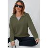 imageDokotoo Sweatshirt for Women Long Sleeve V Neck Color Block Oversized Casual Pullover Sweatshirts TopsGreen