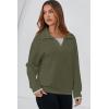 imageDokotoo Sweatshirt for Women Long Sleeve V Neck Color Block Oversized Casual Pullover Sweatshirts TopsGreen