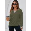 imageDokotoo Sweatshirt for Women Long Sleeve V Neck Color Block Oversized Casual Pullover Sweatshirts TopsGreen