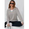 imageDokotoo Sweatshirt for Women Long Sleeve V Neck Color Block Oversized Casual Pullover Sweatshirts TopsGrey