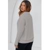 imageDokotoo Sweatshirt for Women Long Sleeve V Neck Color Block Oversized Casual Pullover Sweatshirts TopsGrey
