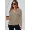 imageDokotoo Sweatshirt for Women Long Sleeve V Neck Color Block Oversized Casual Pullover Sweatshirts TopsKhaki