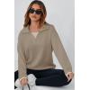 imageDokotoo Sweatshirt for Women Long Sleeve V Neck Color Block Oversized Casual Pullover Sweatshirts TopsKhaki