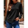 imageDokotoo Womens Crew Neck Long Sleeve Shirts Waffle Knit Loose Tops Basic Tees 2025 Casual Comfy Fall Outfits ClothesBlack