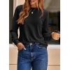 imageDokotoo Womens Crew Neck Long Sleeve Shirts Waffle Knit Loose Tops Basic Tees 2025 Casual Comfy Fall Outfits ClothesBlack