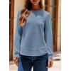 imageDokotoo Womens Crew Neck Long Sleeve Shirts Waffle Knit Loose Tops Basic Tees 2025 Casual Comfy Fall Outfits ClothesBlue