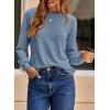 imageDokotoo Womens Crew Neck Long Sleeve Shirts Waffle Knit Loose Tops Basic Tees 2025 Casual Comfy Fall Outfits ClothesBlue