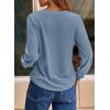 imageDokotoo Womens Crew Neck Long Sleeve Shirts Waffle Knit Loose Tops Basic Tees 2025 Casual Comfy Fall Outfits ClothesBlue