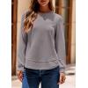 imageDokotoo Womens Crew Neck Long Sleeve Shirts Waffle Knit Loose Tops Basic Tees 2025 Casual Comfy Fall Outfits ClothesGray