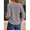 imageDokotoo Womens Crew Neck Long Sleeve Shirts Waffle Knit Loose Tops Basic Tees 2025 Casual Comfy Fall Outfits ClothesGray