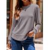 imageDokotoo Womens Crew Neck Long Sleeve Shirts Waffle Knit Loose Tops Basic Tees 2025 Casual Comfy Fall Outfits ClothesGray