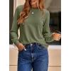 imageDokotoo Womens Crew Neck Long Sleeve Shirts Waffle Knit Loose Tops Basic Tees 2025 Casual Comfy Fall Outfits ClothesGreen