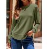 imageDokotoo Womens Crew Neck Long Sleeve Shirts Waffle Knit Loose Tops Basic Tees 2025 Casual Comfy Fall Outfits ClothesGreen