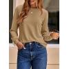 imageDokotoo Womens Crew Neck Long Sleeve Shirts Waffle Knit Loose Tops Basic Tees 2025 Casual Comfy Fall Outfits ClothesKhaki