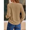 imageDokotoo Womens Crew Neck Long Sleeve Shirts Waffle Knit Loose Tops Basic Tees 2025 Casual Comfy Fall Outfits ClothesKhaki