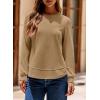 imageDokotoo Womens Crew Neck Long Sleeve Shirts Waffle Knit Loose Tops Basic Tees 2025 Casual Comfy Fall Outfits ClothesKhaki