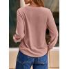 imageDokotoo Womens Crew Neck Long Sleeve Shirts Waffle Knit Loose Tops Basic Tees 2025 Casual Comfy Fall Outfits ClothesPink