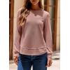 imageDokotoo Womens Crew Neck Long Sleeve Shirts Waffle Knit Loose Tops Basic Tees 2025 Casual Comfy Fall Outfits ClothesPink