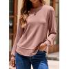 imageDokotoo Womens Crew Neck Long Sleeve Shirts Waffle Knit Loose Tops Basic Tees 2025 Casual Comfy Fall Outfits ClothesPink