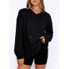 imageDokotoo Womens Hoodies Casual Waffle Knit Long Sleeve Drawstring Pullover Sweatshirts Lightweight Hooded TopsBlack