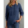 imageDokotoo Womens Hoodies Casual Waffle Knit Long Sleeve Drawstring Pullover Sweatshirts Lightweight Hooded TopsDark Blue