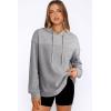 imageDokotoo Womens Hoodies Casual Waffle Knit Long Sleeve Drawstring Pullover Sweatshirts Lightweight Hooded TopsGrey