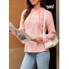 imageDokotoo Womens Hoodies Casual Waffle Knit Long Sleeve Drawstring Pullover Sweatshirts Lightweight Hooded TopsPink