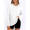 imageDokotoo Womens Hoodies Casual Waffle Knit Long Sleeve Drawstring Pullover Sweatshirts Lightweight Hooded TopsWhite