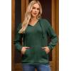 imageDokotoo Womens Hoodies Oversized Sweatshirts Ribbed Knit Long Sleeve Drawstring V Neck Casual Pullover Sweatshirt Hooded TopsGreen