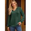 imageDokotoo Womens Hoodies Oversized Sweatshirts Ribbed Knit Long Sleeve Drawstring V Neck Casual Pullover Sweatshirt Hooded TopsGreen