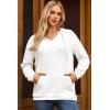 imageDokotoo Womens Hoodies Oversized Sweatshirts Ribbed Knit Long Sleeve Drawstring V Neck Casual Pullover Sweatshirt Hooded TopsWhite