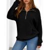 imageDokotoo Womens Oversized Sweatshirts Quarter Zip Pullover Women 2025 Fall Fashion Long Sleeve Tops Outfits ClothesBlack