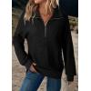 imageDokotoo Womens Oversized Sweatshirts Quarter Zip Pullover Women 2025 Fall Fashion Long Sleeve Tops Outfits ClothesBlack
