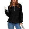 imageDokotoo Womens Oversized Sweatshirts Quarter Zip Pullover Women 2025 Fall Fashion Long Sleeve Tops Outfits ClothesBlack
