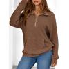 imageDokotoo Womens Oversized Sweatshirts Quarter Zip Pullover Women 2025 Fall Fashion Long Sleeve Tops Outfits ClothesCoffee
