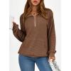 imageDokotoo Womens Oversized Sweatshirts Quarter Zip Pullover Women 2025 Fall Fashion Long Sleeve Tops Outfits ClothesCoffee