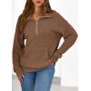 imageDokotoo Womens Oversized Sweatshirts Quarter Zip Pullover Women 2025 Fall Fashion Long Sleeve Tops Outfits ClothesCoffee