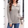 imageDokotoo Womens Oversized Sweatshirts Quarter Zip Pullover Women 2025 Fall Fashion Long Sleeve Tops Outfits ClothesGray