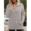 imageDokotoo Womens Oversized Sweatshirts Quarter Zip Pullover Women 2025 Fall Fashion Long Sleeve Tops Outfits ClothesGray