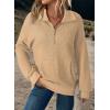 imageDokotoo Womens Oversized Sweatshirts Quarter Zip Pullover Women 2025 Fall Fashion Long Sleeve Tops Outfits ClothesParchment