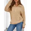 imageDokotoo Womens Oversized Sweatshirts Quarter Zip Pullover Women 2025 Fall Fashion Long Sleeve Tops Outfits ClothesParchment