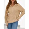 imageDokotoo Womens Oversized Sweatshirts Quarter Zip Pullover Women 2025 Fall Fashion Long Sleeve Tops Outfits ClothesParchment
