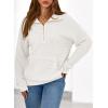 imageDokotoo Womens Oversized Sweatshirts Quarter Zip Pullover Women 2025 Fall Fashion Long Sleeve Tops Outfits ClothesWhite