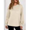imageDokotoo Womens Sweatshirt 2025 Casual Lightweight Soft Crew Neck Loose Tops with PocketBeige