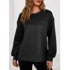 imageDokotoo Womens Sweatshirt 2025 Casual Lightweight Soft Crew Neck Loose Tops with PocketBlack