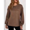 imageDokotoo Womens Sweatshirt 2025 Casual Lightweight Soft Crew Neck Loose Tops with PocketCoffee