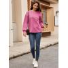 imageDokotoo Womens Sweatshirt 2025 Casual Lightweight Soft Crew Neck Loose Tops with PocketSachet Pink
