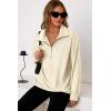 imageDokotoo Womens Sweatshirt Waffle Knit Long Sleeve Lapel Half Zip Up Casual Lightweight Soft Sweatshirts Loose Pullover TopsApricot